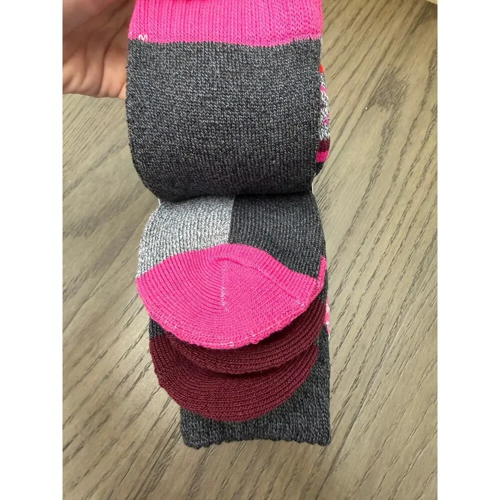 Columbia 4 Pair Crew Socks Womens 4-10 Pink Gray Cozy NWT